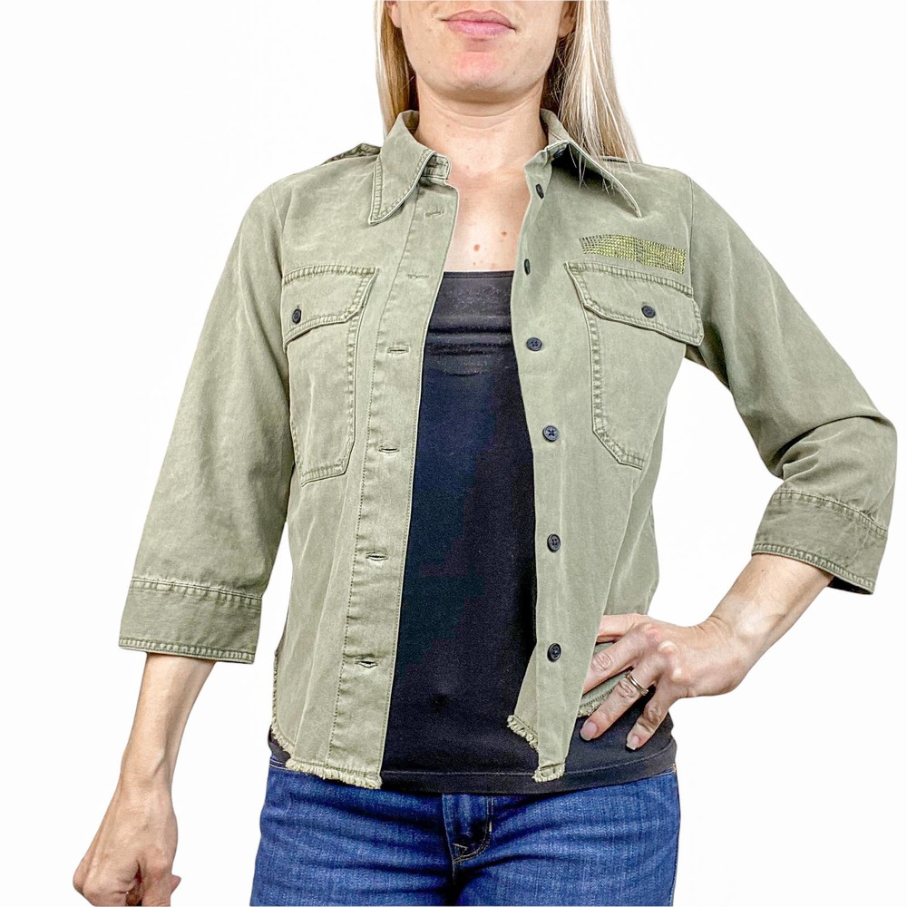 Zadig and Voltaire Toast Mili Green Military Shacket Shirt Size XS - Picture 4 of 14